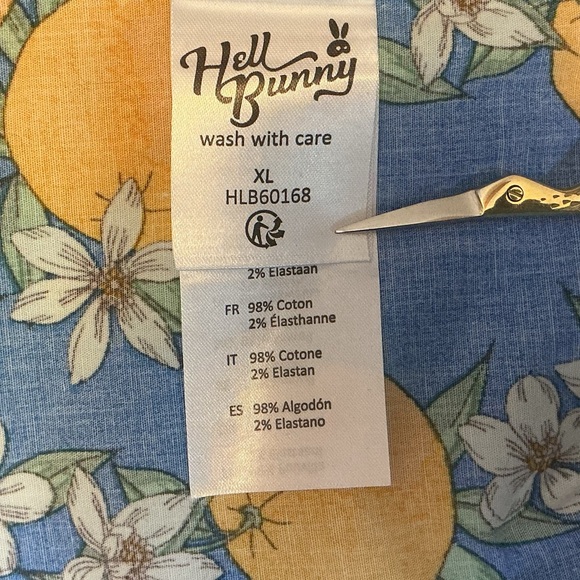 Hell Bunny Retro Blue Valencia Orange Blossom Floral Short Sleeve Top XL - Picture 8 of 10